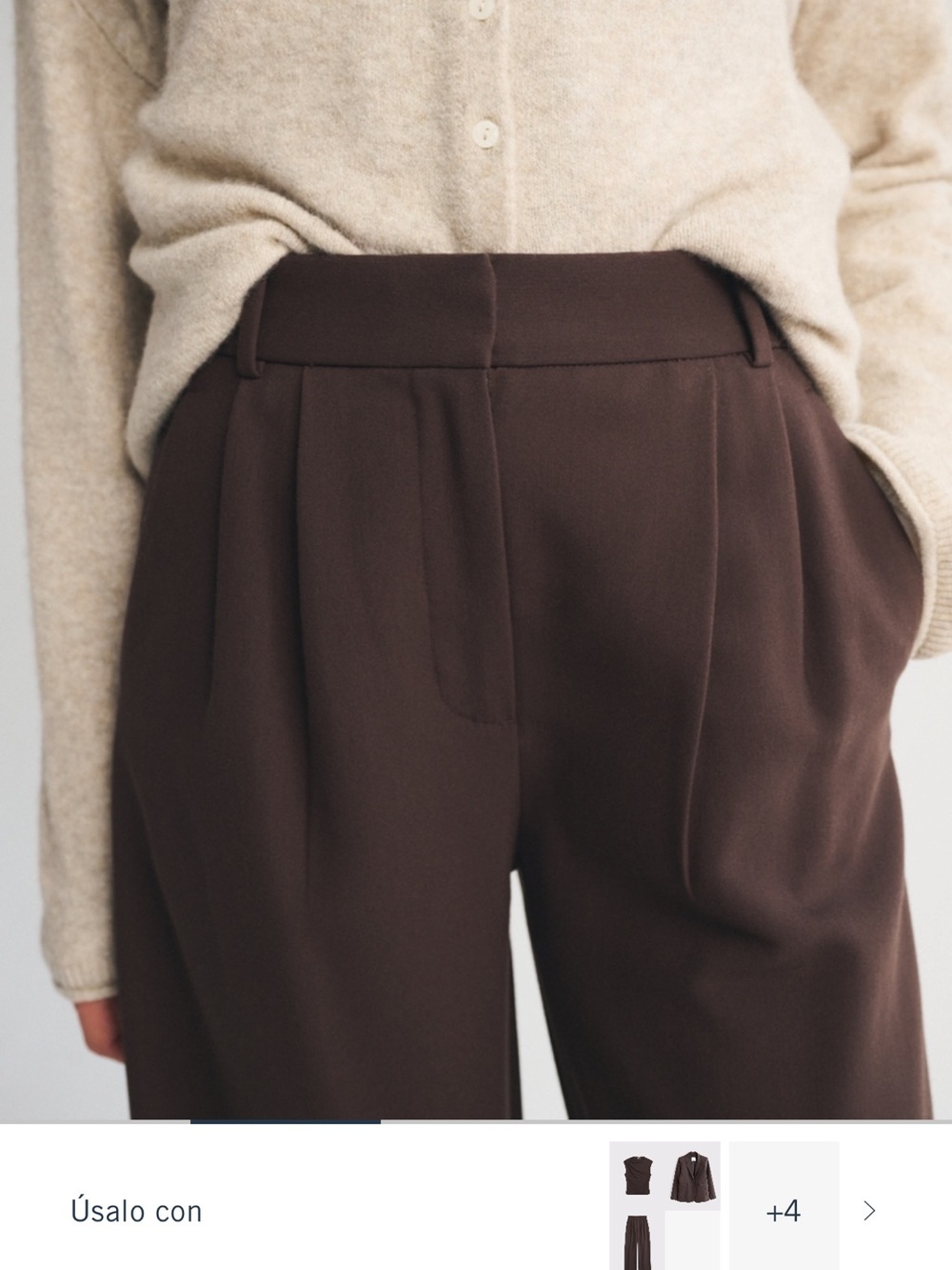 Abercrombie and Fitch Sloan Wide-Leg High-Waist Chocolate Brown Trousers - Picture 2 of 7